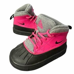 Nike Woodside 2 High ACG Infant Girls Bootie Shoe 6 Baby Pink Black Gray